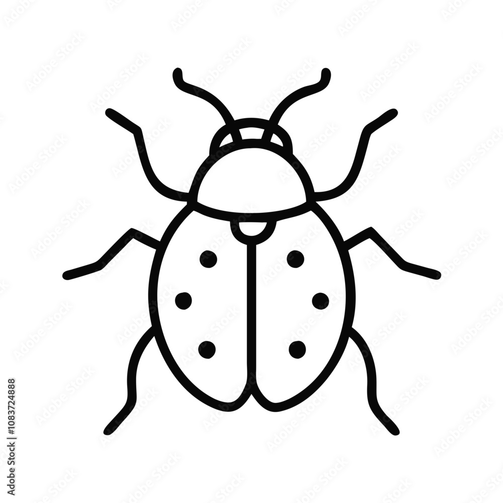 Poster Vector icon of a black ladybug insect with simple line art design