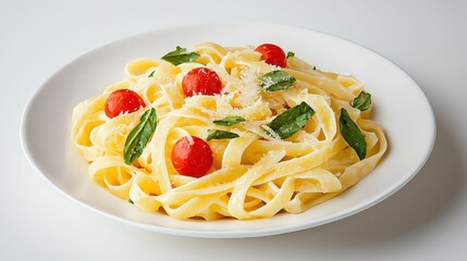 Delicious Linguine Pasta Dish with Cherry Tomatoes and Basil