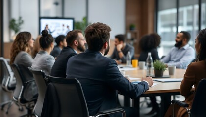 Obraz premium Office Workers Collaborating in a Conference Room