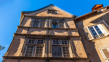 Obraz premium Facade of a medieval house in Rodez, Aveyron, Occitanie, France