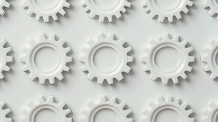 White Cogwheels Teamwork Mechanism Technology 3D Render