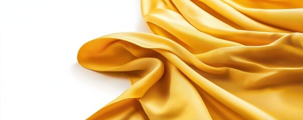 Obraz premium A smooth drape of luxurious golden silk fabric, exuding elegance and warmth, perfect for fashion and design applications.