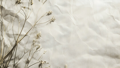 Soft light gray kraft paper background, giving a refined, organic aesthetic
