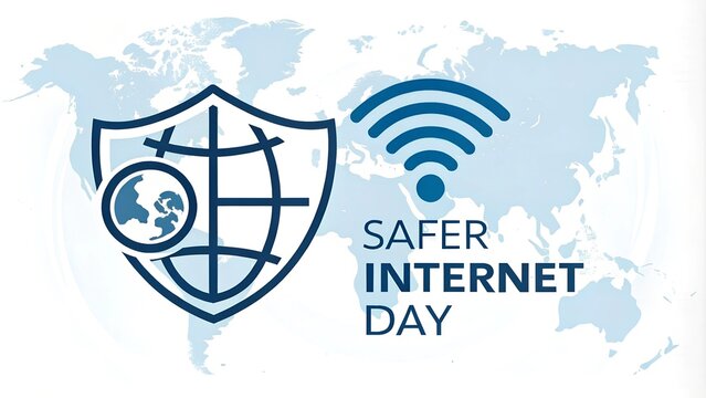 Global connectivity and security concept on safer internet day