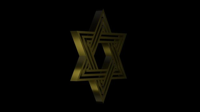 seal of solomon star of david animation on transparent background. 4K footage