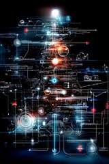 Obraz premium Christmas, digital art christmas tree on technology background with light, digital christmas tree background,xmas banner,