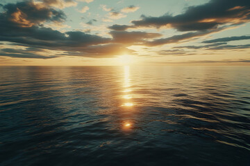 Obraz premium Sunset over the Baltic Sea, a peaceful scene of calm waters