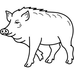 Fototapeta premium Wild boar. Vector outline icon.