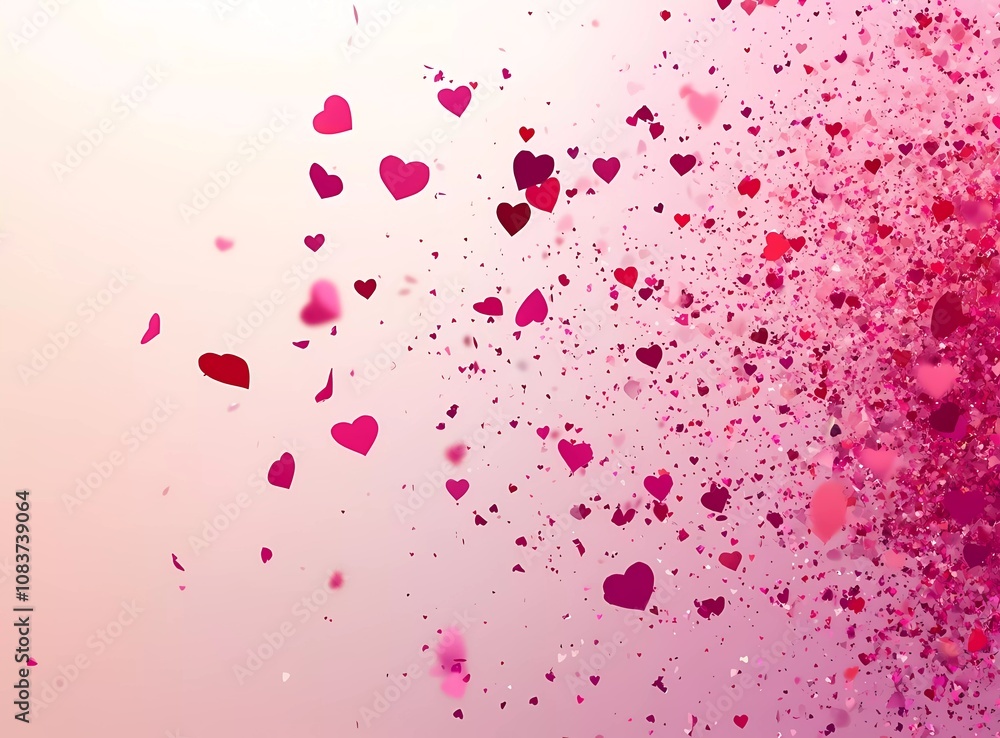 Poster abstract background with hearts for valentine's day. background with bokeh, pink and red colors. vec