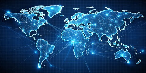 Fototapeta premium Global Network Connectivity, world map, digital, networking, connection, network, global