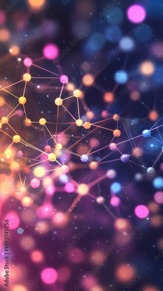 Poster dynamic colorful connections abstract visualization digital artwork dark background close-up view co