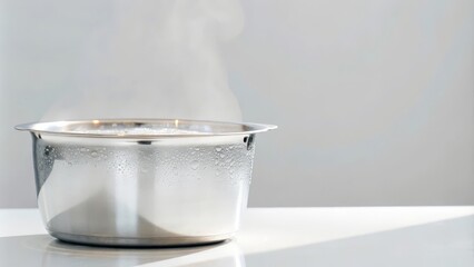 stainless steel pot on white