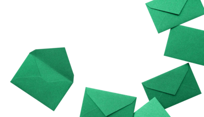 The image shows a decorative frame consisting of a small, pretty green envelope with glittery lame