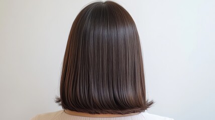 Fototapeta premium Beautiful model girl with Short Brown hair strand,silky healthy chestnut wavy hair strand,fashion woman with bob hairstyle,Flying hairs up,Keratin straightening,Treatment,Smooth hairstyle.