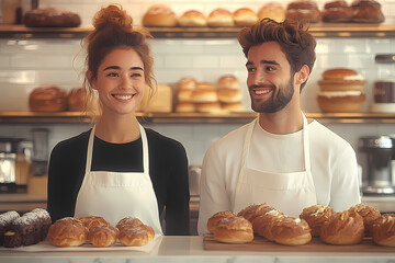 A bakery with a modern minimalist style and a flat design