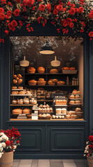 A bakery with a modern minimalist style and a flat design