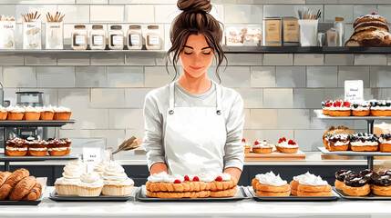 A bakery with a modern minimalist style and a flat design