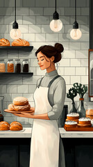 A bakery with a modern minimalist style and a flat design