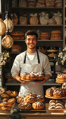 A bakery with a modern minimalist style and a flat design