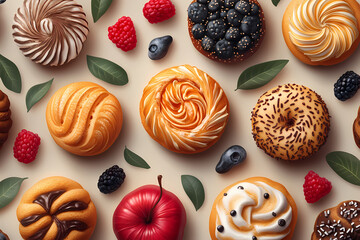 A bakery with a modern minimalist style and a flat design