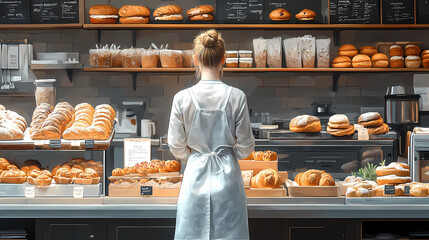 A bakery with a modern minimalist style and a flat design