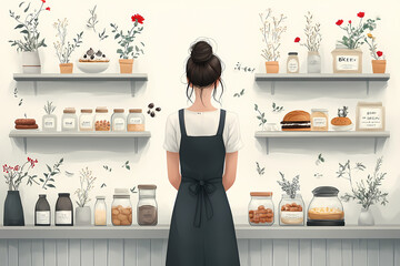 A bakery with a modern minimalist style and a flat design