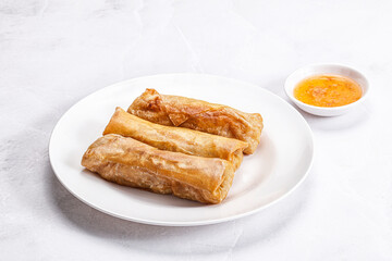 Traditional crispy fried stuffed springroll