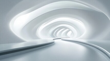 Obraz premium 3D Winding Asphalt Road on a White Background: Great for Journey Concepts, Navigation Infographics, and Travel-Themed Creative Design Projects Featuring Smooth Curved Roads