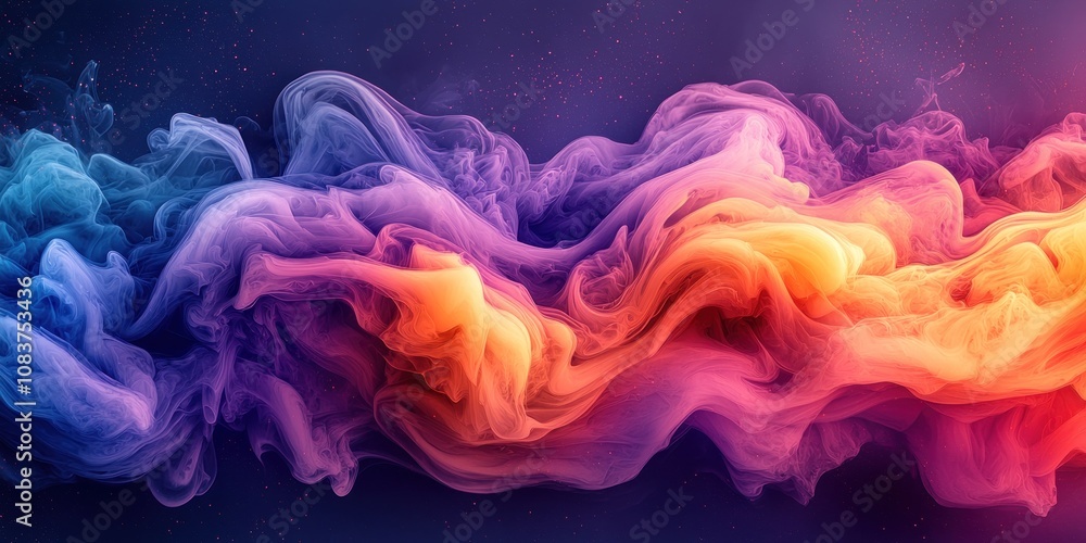 Poster abstract wavy flowing fabric with glittering background