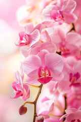 Obraz premium Zarte rosa Orchideenblüten im warmen Licht
