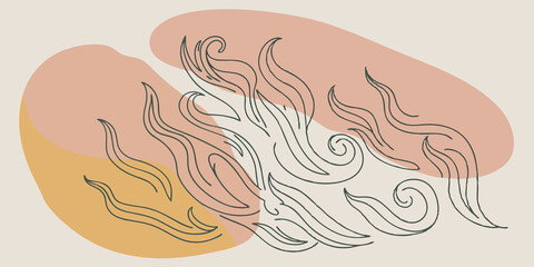 Fototapeta premium Combined Air Fire A design showcasing swirling forms of flames and winds where sharp jagged lines rise like fire while smooth flowing lines loop around them. The colors transition
