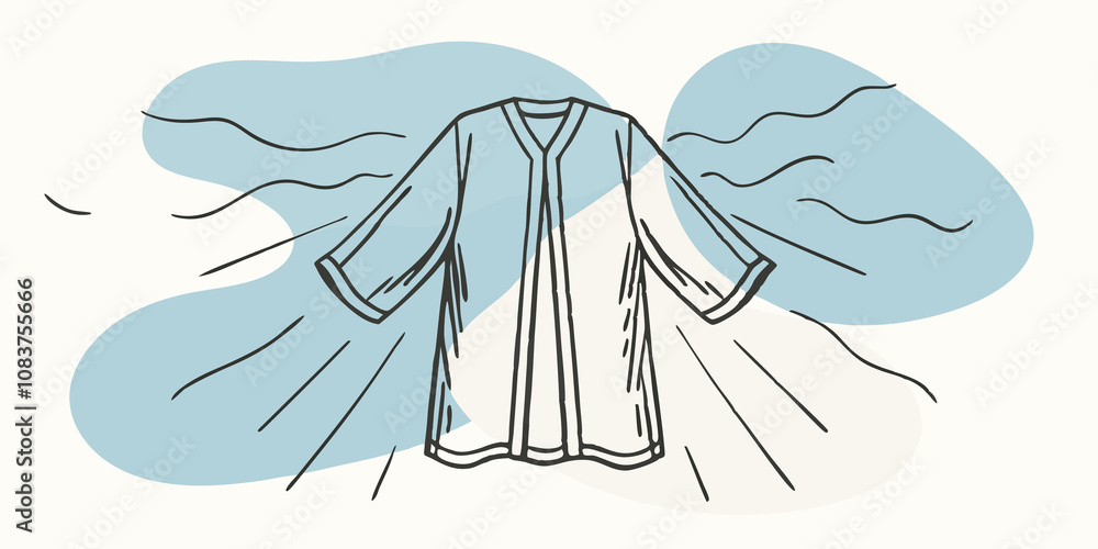 Poster Dream Weaver Floating above the ground a figure clad in garments of shimmering pastel hues is depicted with trailing ribbons of light emerging from their robes. The fabric stains