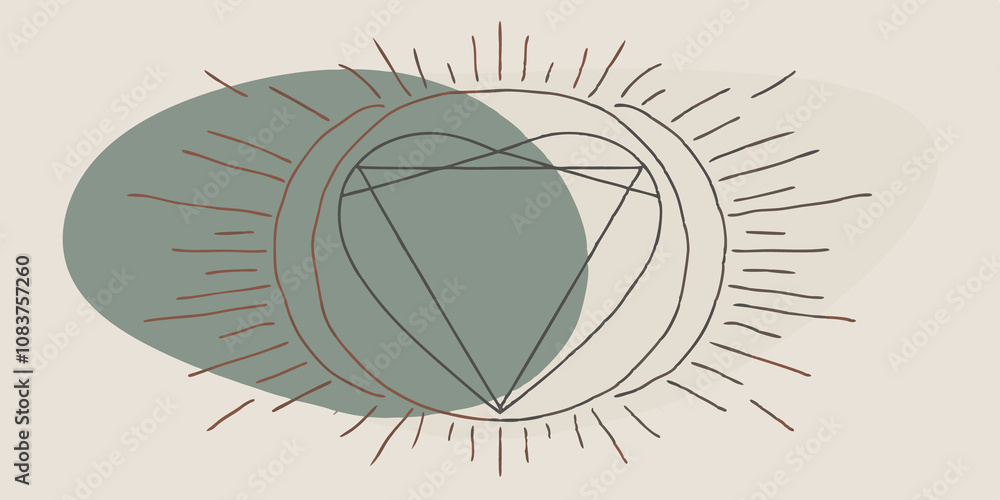Poster Heart Chakra Center A vivid green circle representing the heart chakra sits at the center with golden light radiating outward creating a halo effect that glows softly against a