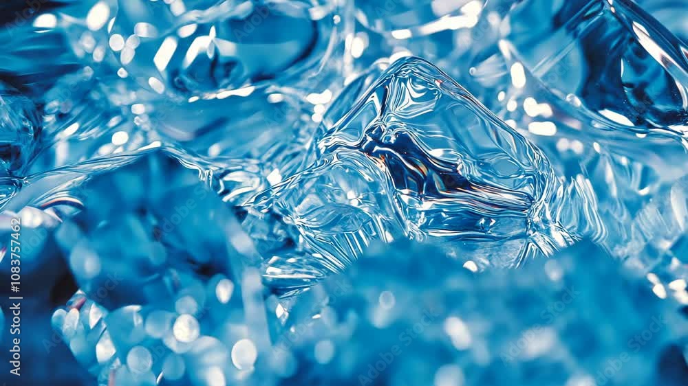 Poster the image focuses on a mass of ice, highlighting the complexity of its crystalline structure