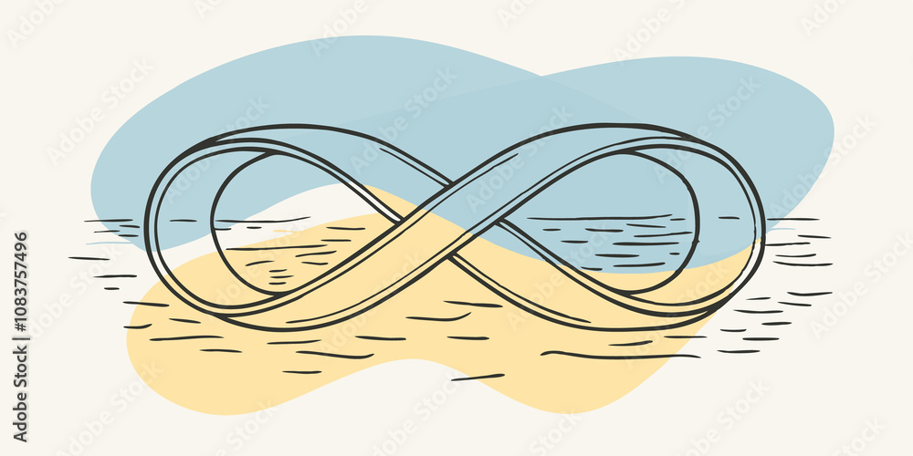Poster infinity loop an elegantly shaped infinity symbol hovers above a glassy lake radiating soft blue and