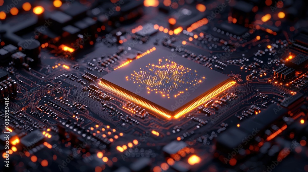 Aufkleber illuminated central processing unit on a circuit board
