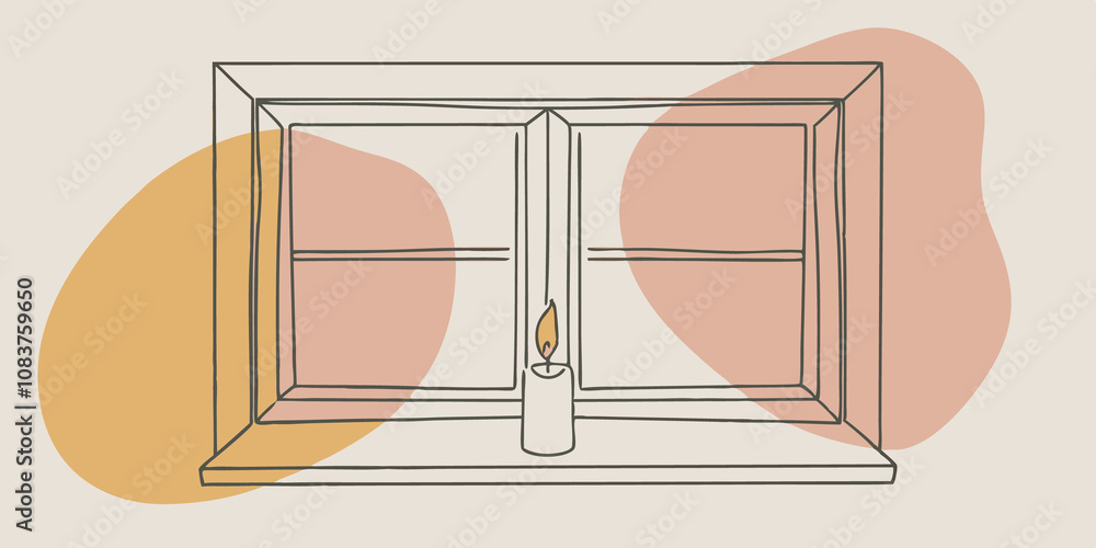 Poster silent sanctuary a small pillar candle rests on a windowsill its flame illuminating the space with a