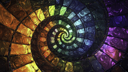 Fototapeta premium Futuristic Abstract Background : Colorful spiral pattern with shimmering iridescent tiles