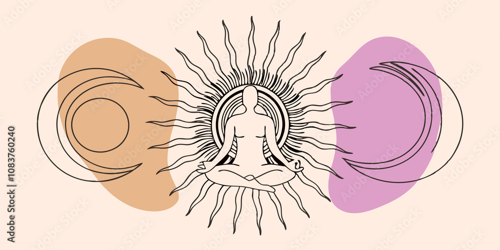 Aufkleber sun and moon equidistant in the background a sun and moon are positioned at equal distance from the 
