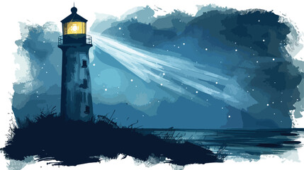 Majestic Lighthouse at Night with Beam of Light Collage