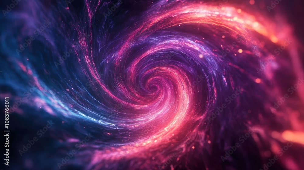 Poster abstract cosmic swirl in vibrant pink and blue colors representing a mesmerizing journey through spa