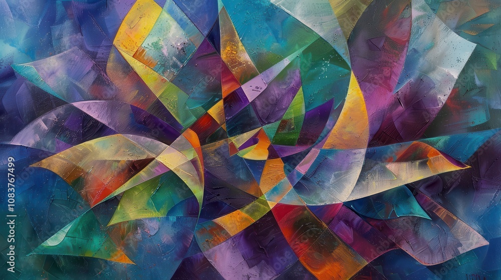 Aufkleber abstract colorful swirl with geometric shapes and dynamic patterns creating a vibrant visual experie