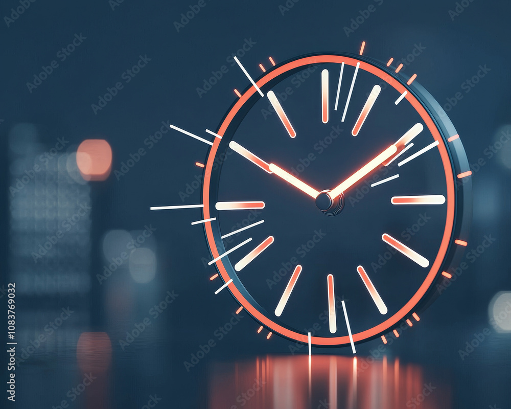 Poster modern clock design with vibrant colors and dynamic elements, showcasing time in stylish way. clock 
