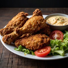 Delicious Fried Chicken with assortment metarial served