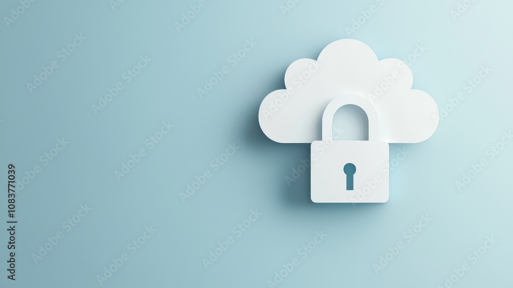 Aufkleber cloud symbol with padlock, representing data security and privacy in digital storage. this conveys i