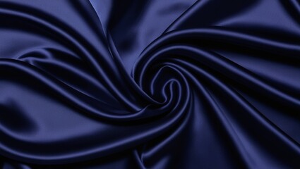 Fototapeta premium Luxury silk fabric with wrinkles background in dark blue shine for wedding, fashion themes and concepts. 