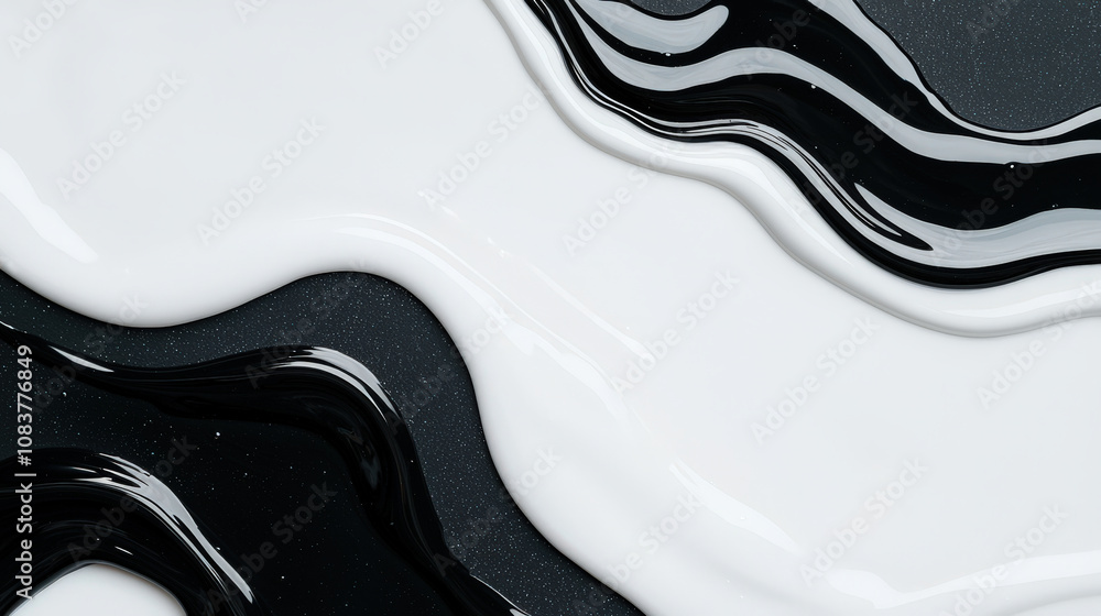 Poster abstract background featuring black and white marble pattern with smooth swirls, creating modern and