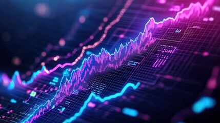 Fototapeta premium Analyzing digital data trends financial market infographic visualization high-tech environment close-up view data analytics concept