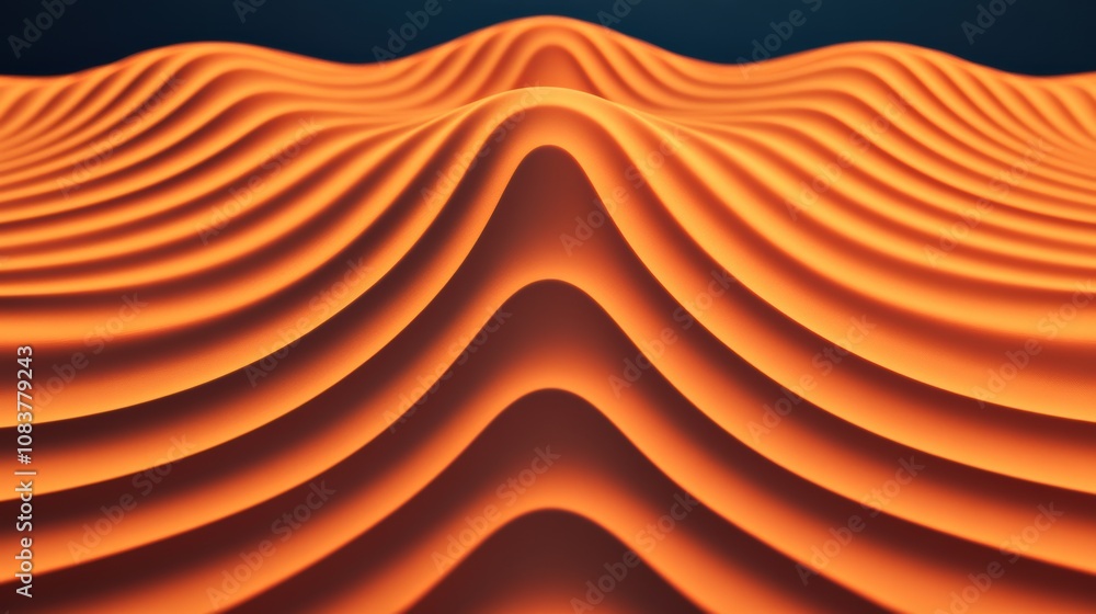 Aufkleber Dynamic ripples of orange waves abstract art conceptual design digital environment close-up view visual harmony for modern aesthetics
