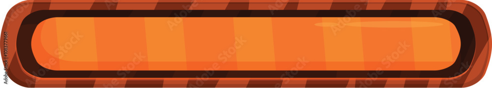 Poster horizontal orange loading or progress bar with a textured brown frame is filling on a white backgrou